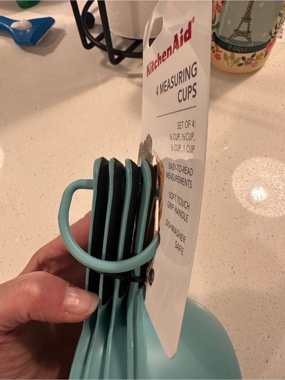 KitchenAid Aqua Blue 4-Piece Measuring Cup Set - Picture 2 of 7